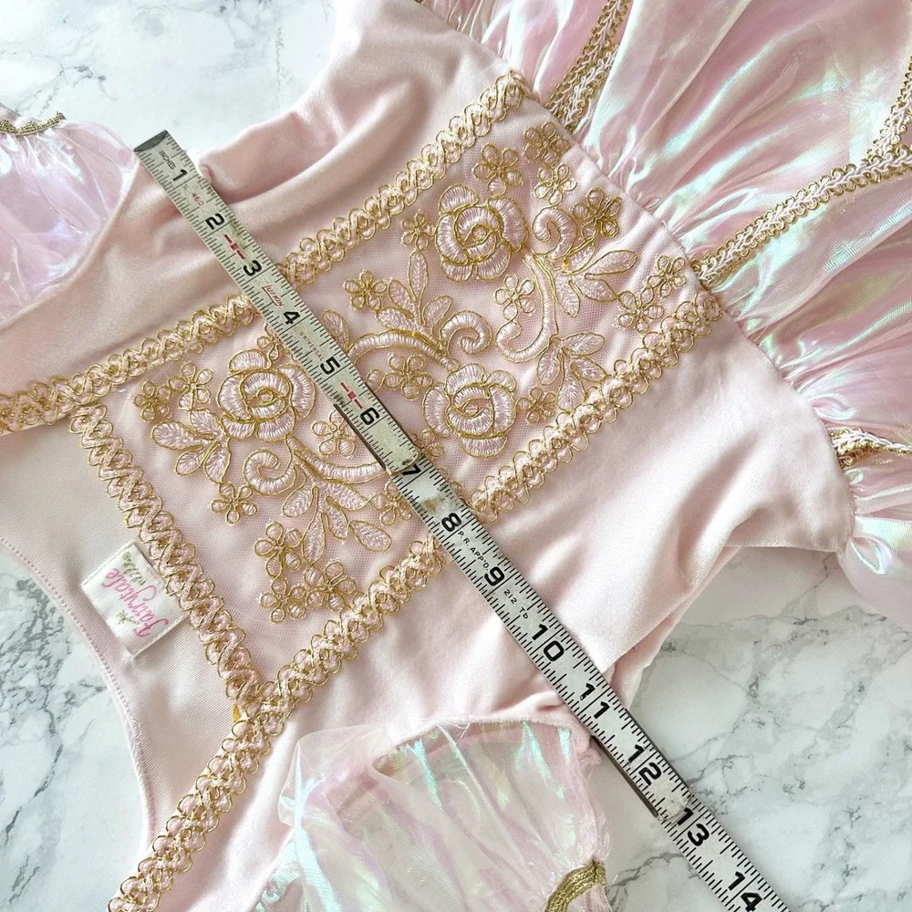 Fairytale by Lilt Iridescent Puff Sleeve Pink Princess Dress Girls Size 7